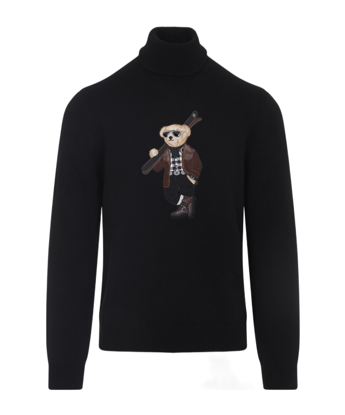 Ralph Lauren Long Sleeve Turtleneck Pullover Embroidered In Black