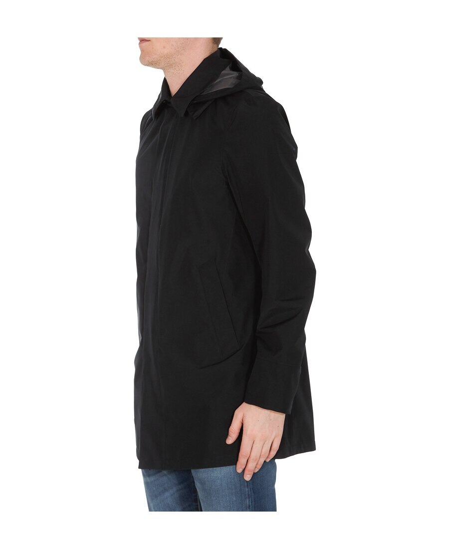Herno Lightweight Hooded Raffia Jacket For Men In Black