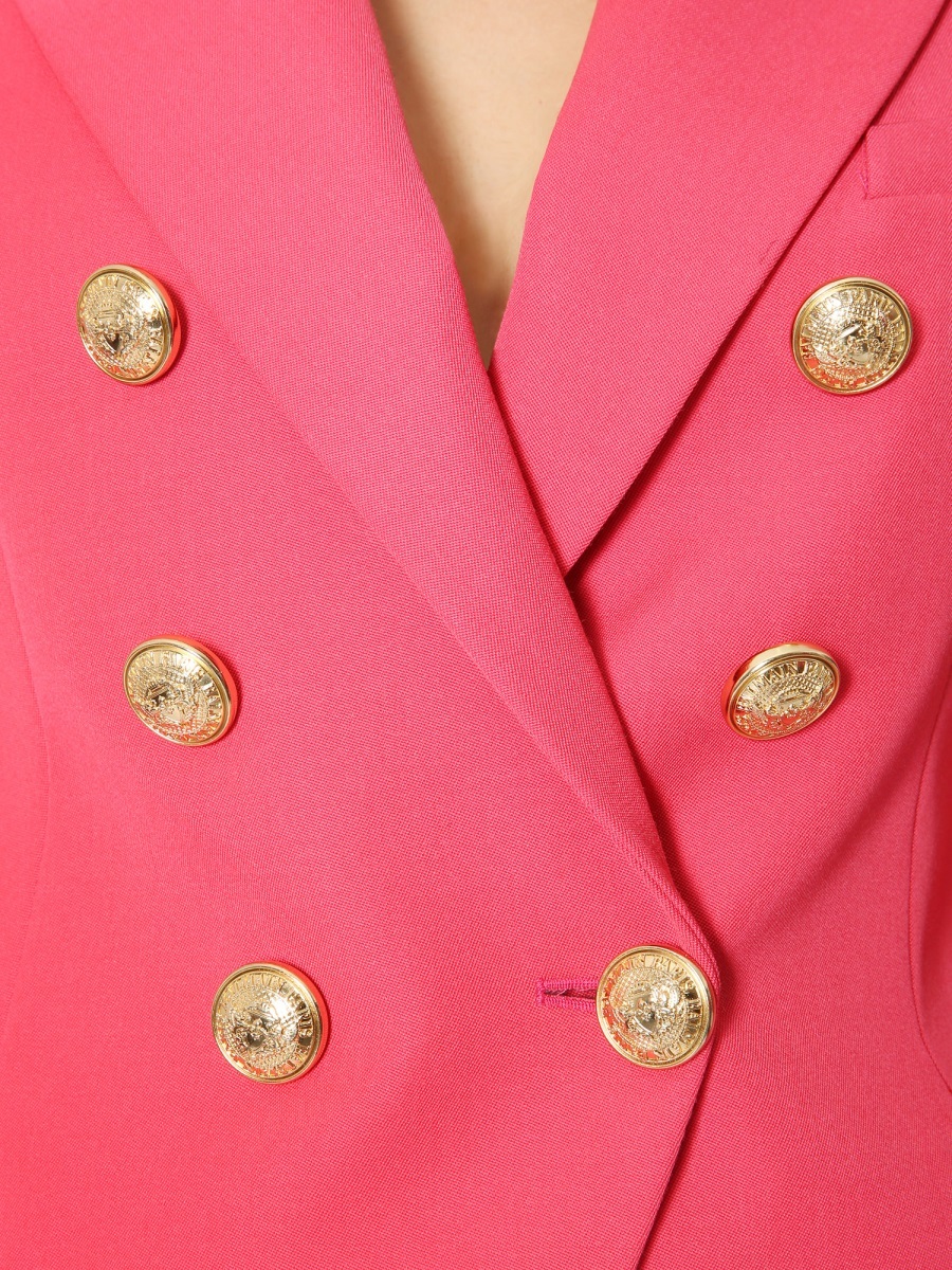 Shop Balmain Embossed Button-down Suit Coat In Red