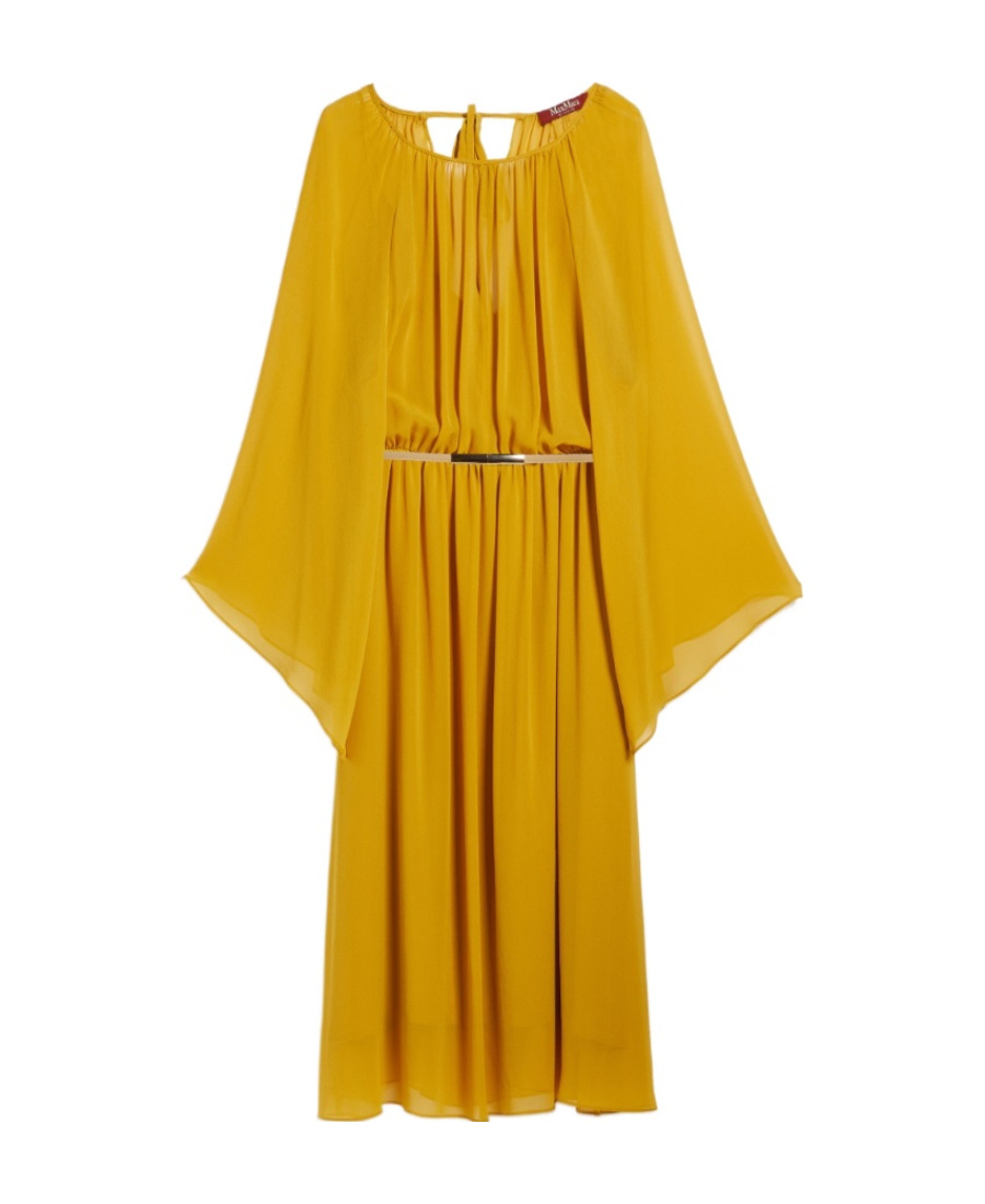 Max Mara Silk Georgette Dress In Yellow