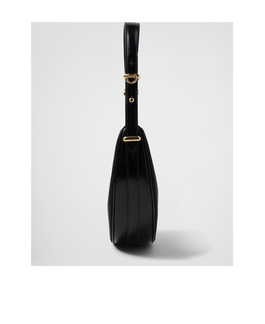 Prada Arqué Re-nylon And Brushed Leather Shoulder Bag In Black