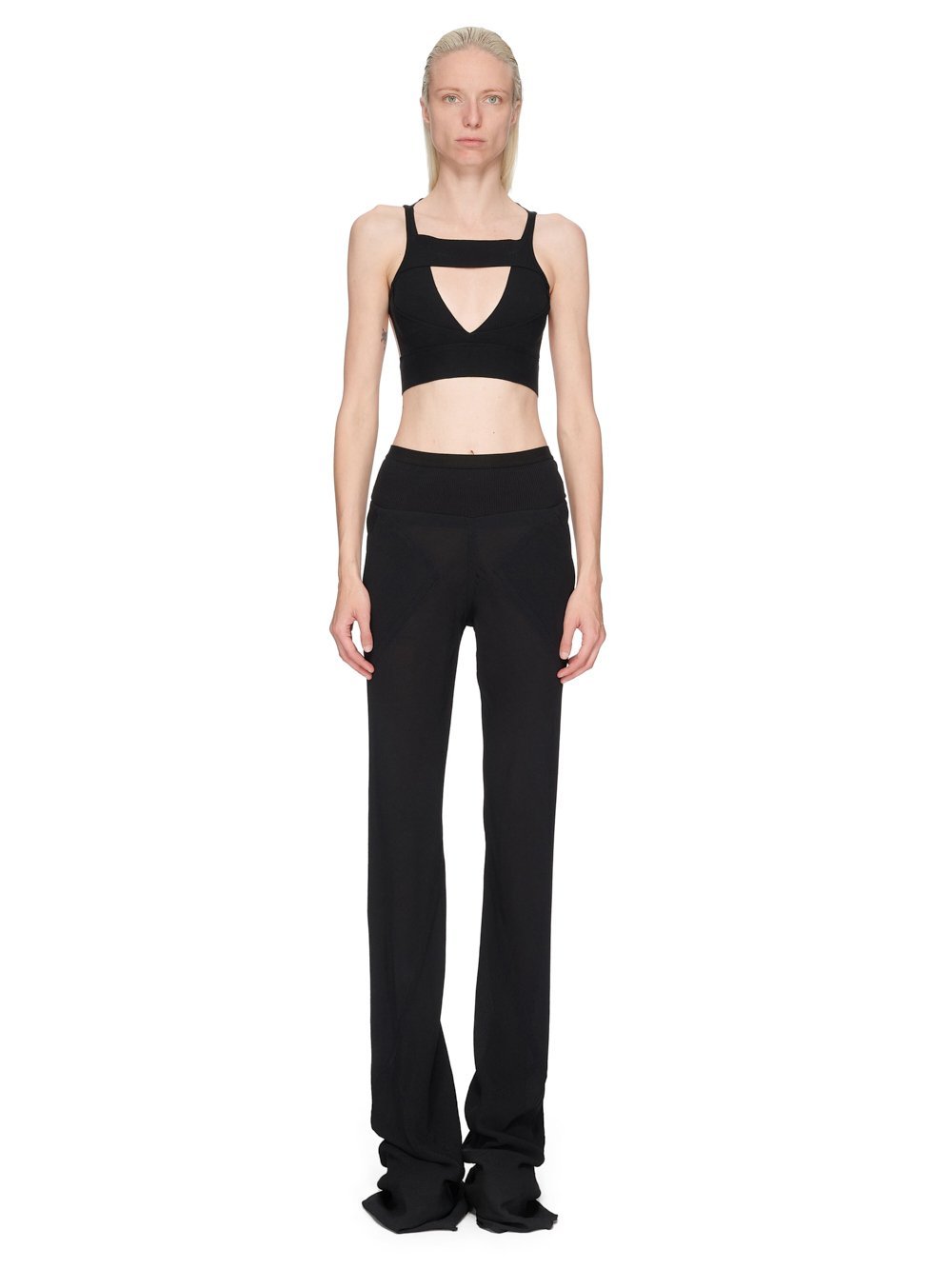 Rick Owens Sling Cut-out V-neck Crop Top In Black