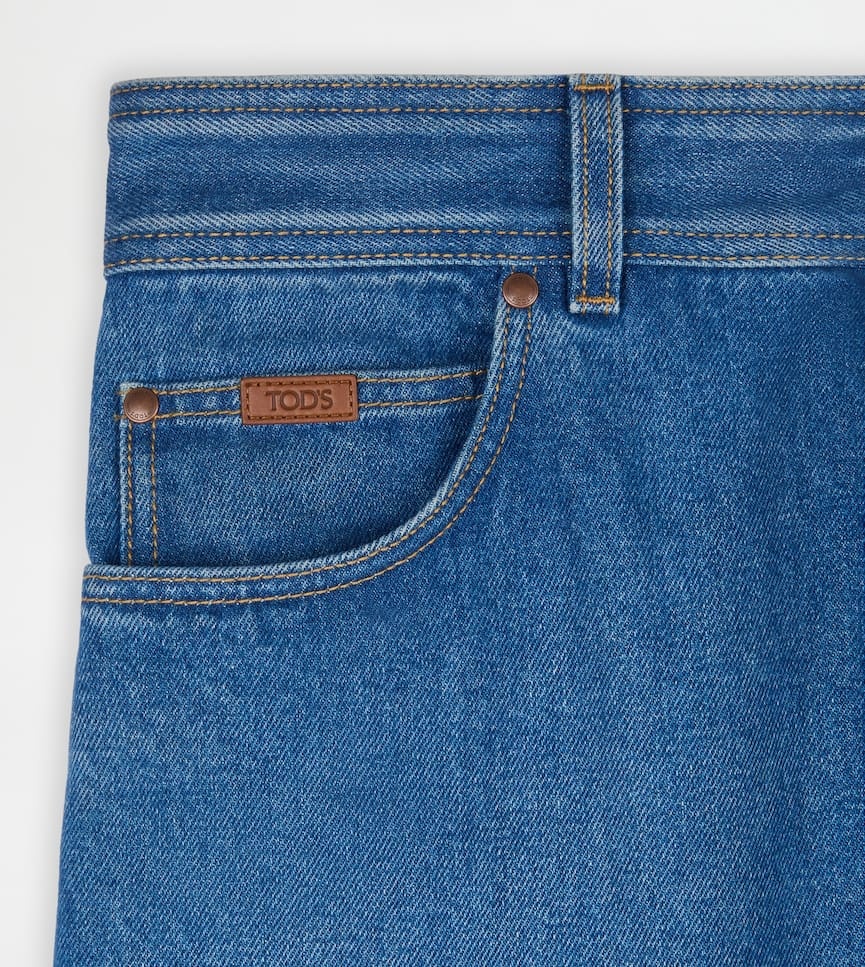 Tod's Leather-patch Five-pocket Jeans In Blue