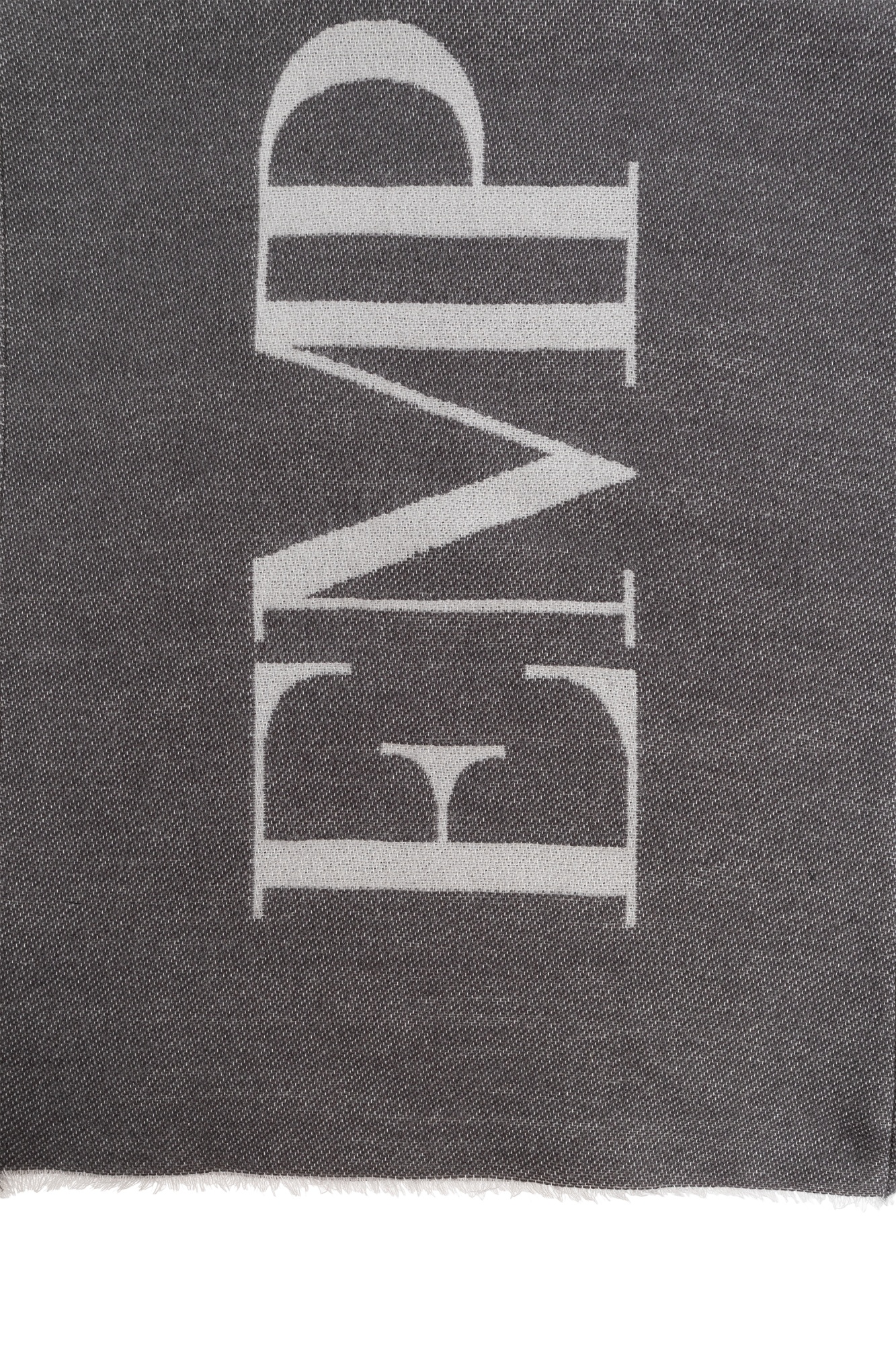 Emporio Armani Logo Wool Scarf In Black