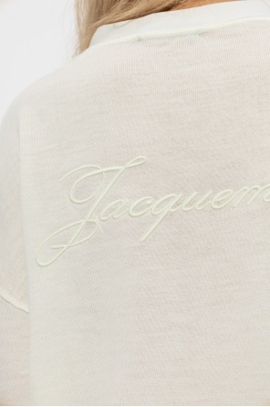 Jacquemus Womens Off-white Le Brode Logo-embroidered Knitted Wool Cardigan In Pink