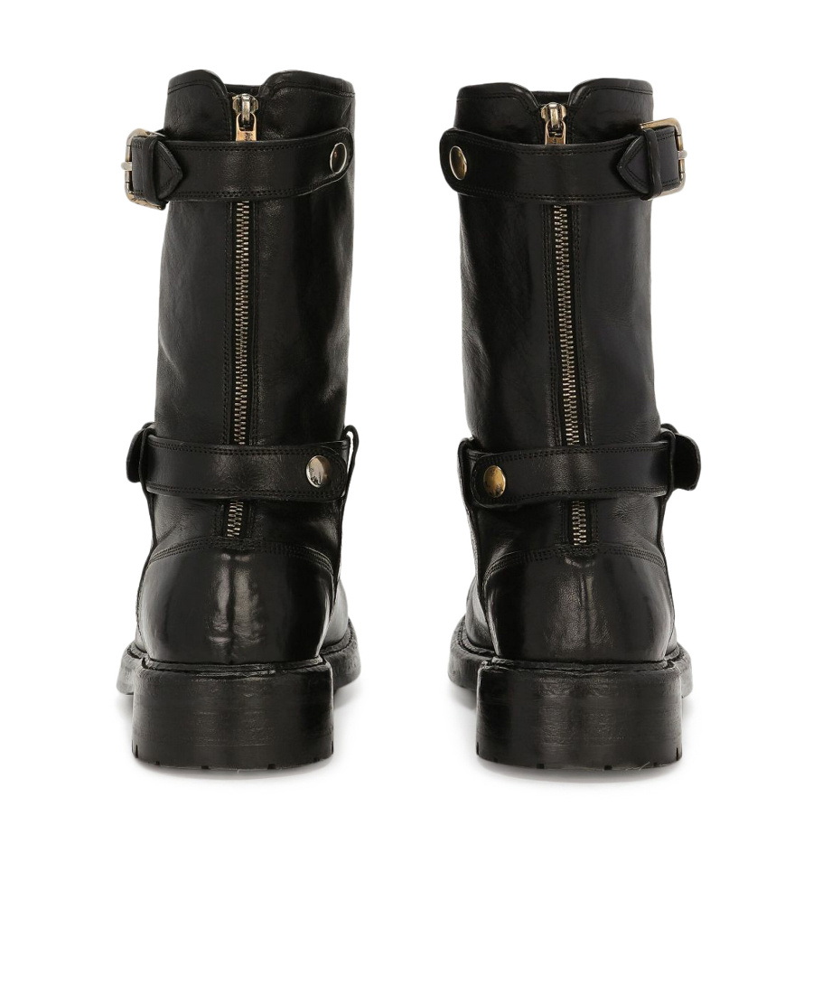 Dolce & Gabbana Horseride Leather Boots In Black