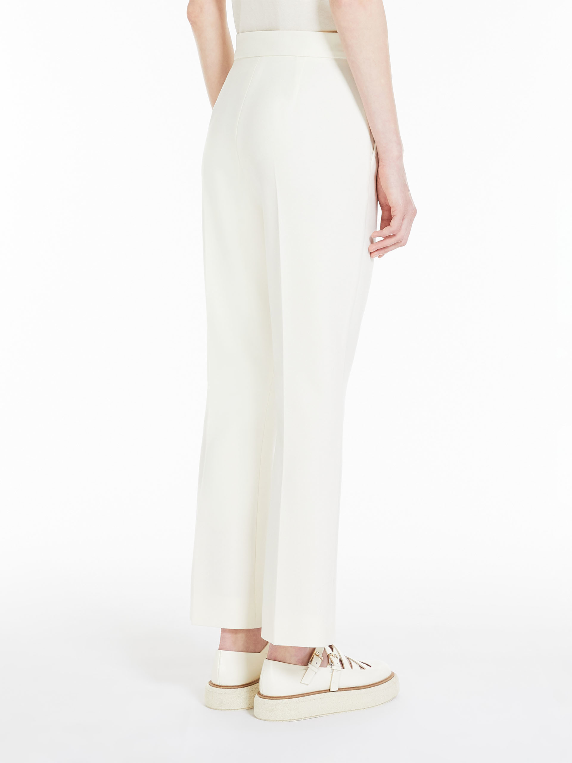 Max Mara Nepeta Ankle-length Trousers In Wool Crepe In White