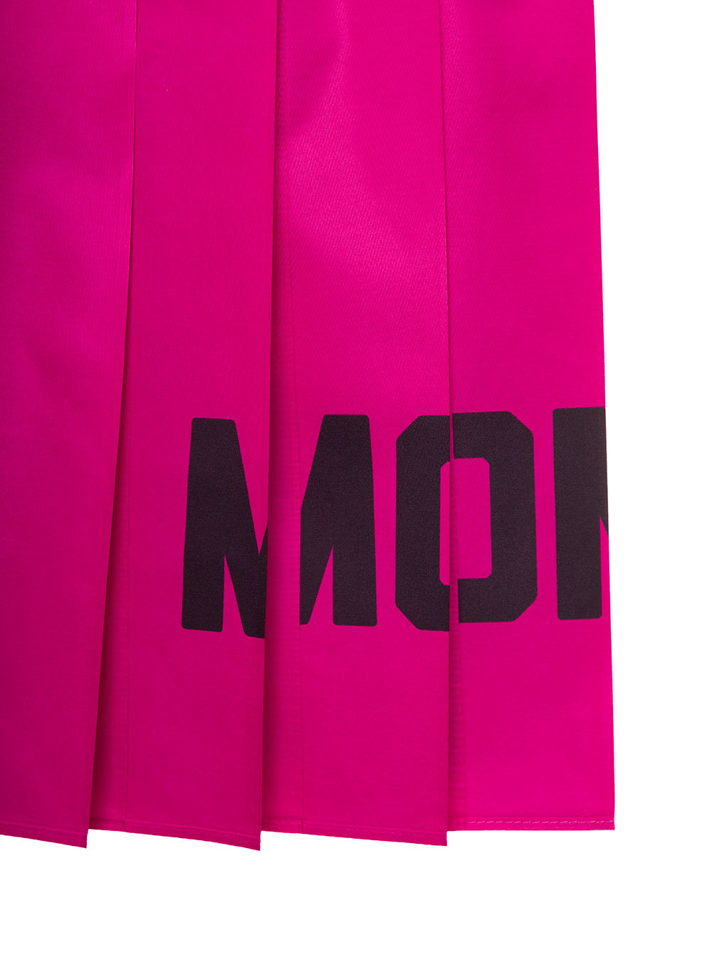 Moncler Fuchsia Pleated Skirt With Contrasting Logo Print In Fabric Girl In Pink