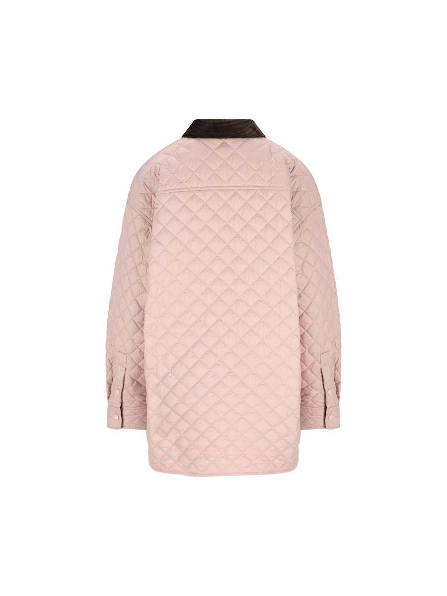 Loewe Collared Button-up Quilted Jacket In Pink