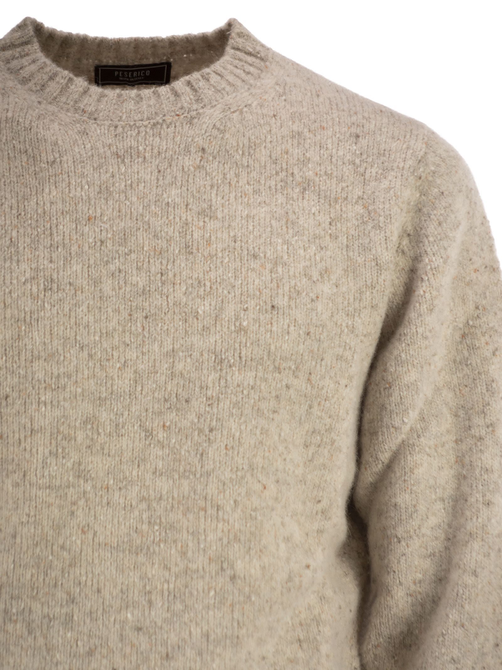 Peserico Long Sleeve Ribbed Sweater In Neutral