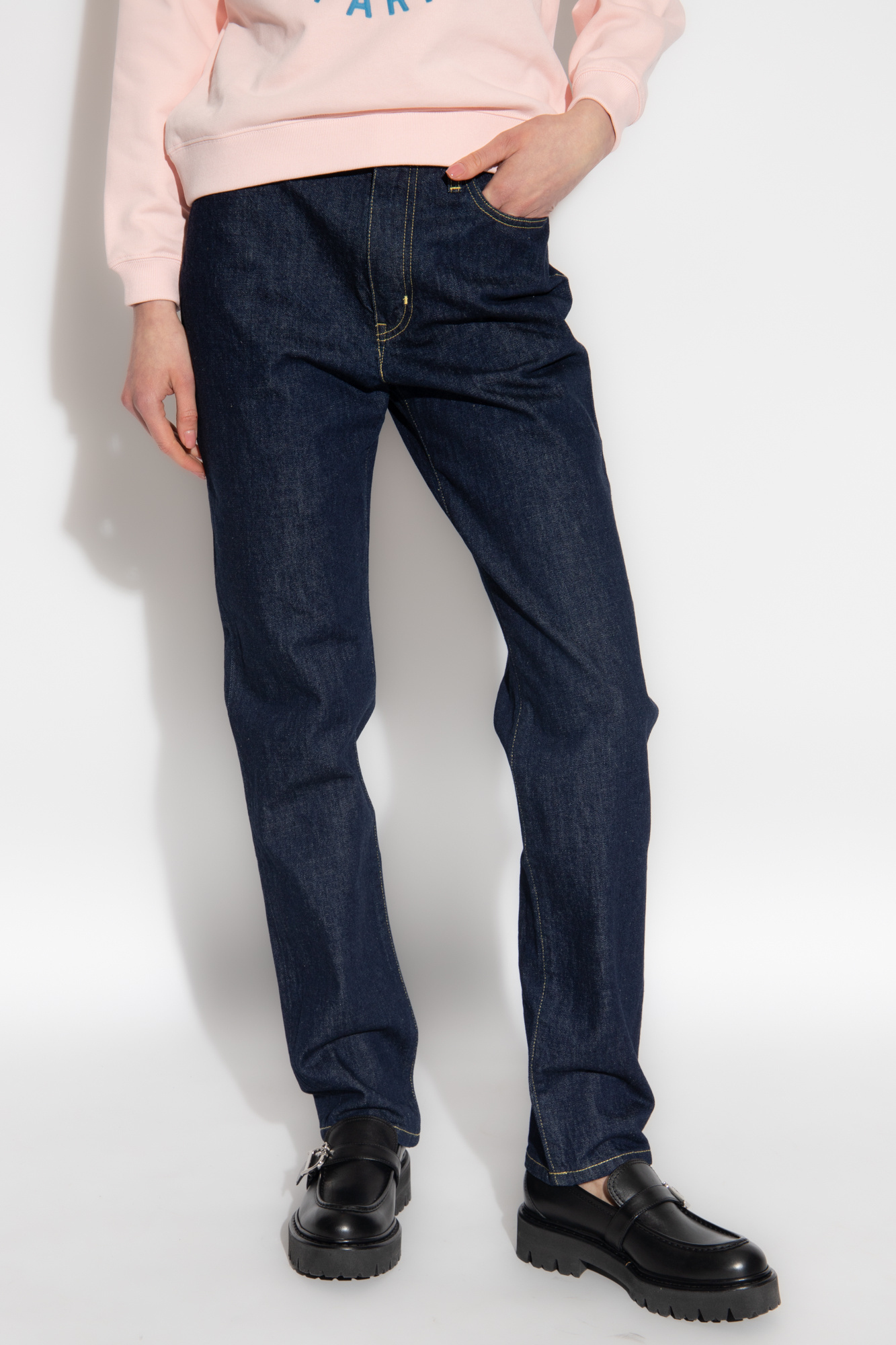 Kenzo Logo-patch High-waisted Jeans In Black