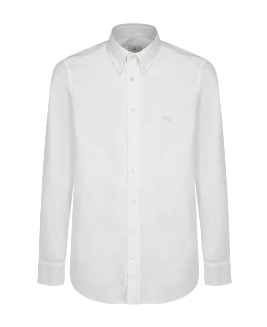 Etro Logo-embroidered Button-down Shirt In White