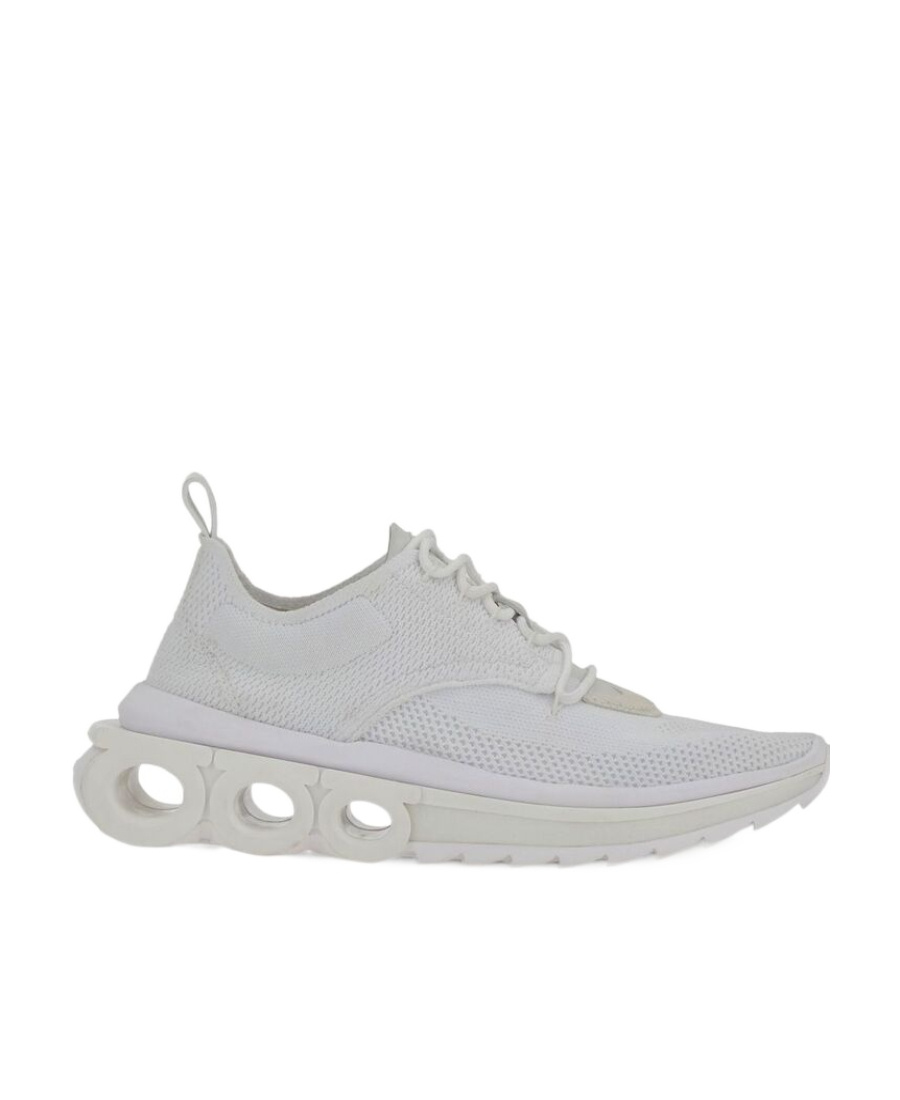 Ferragamo Men Nylon Sneakers With Iconic Gancini Sole In Gray
