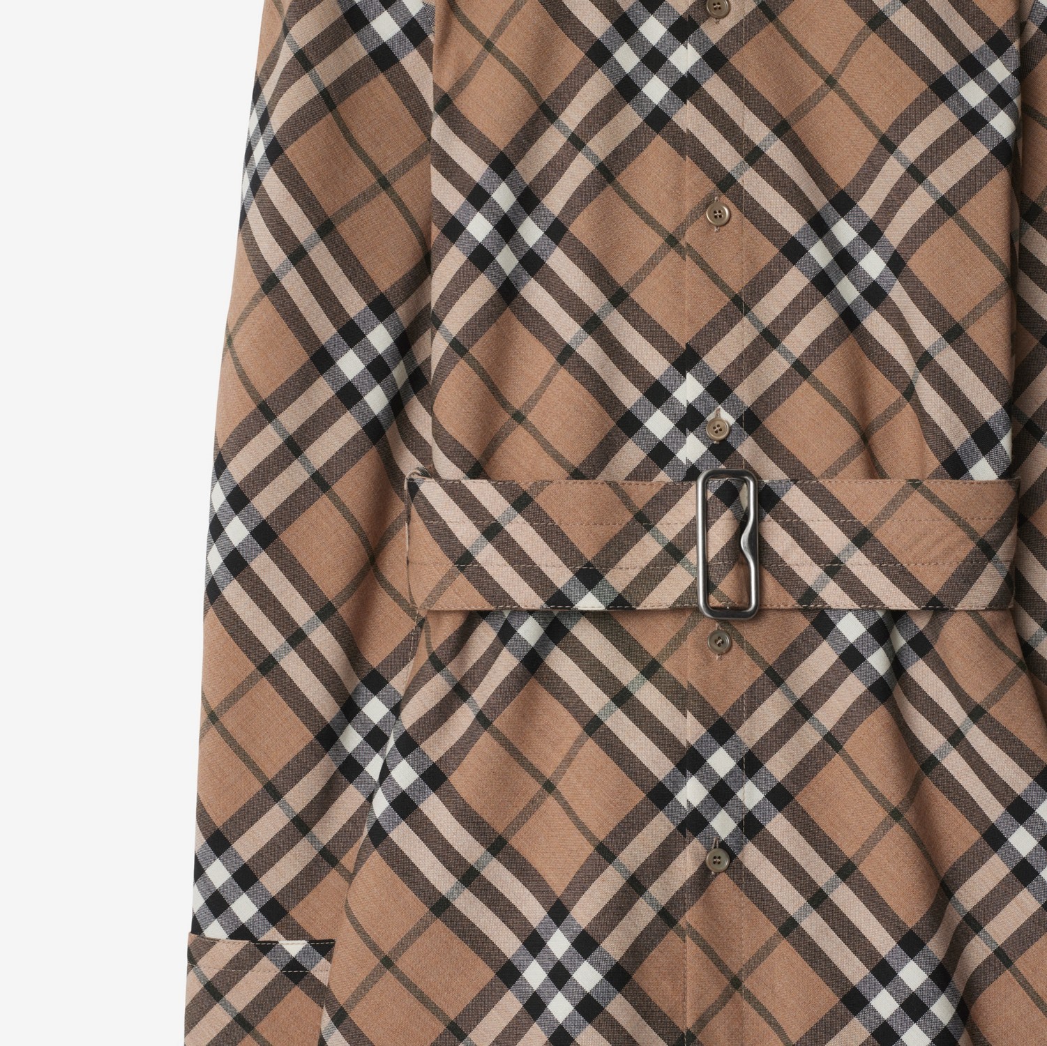 Shop Burberry Checked Shirt Dress In Brown