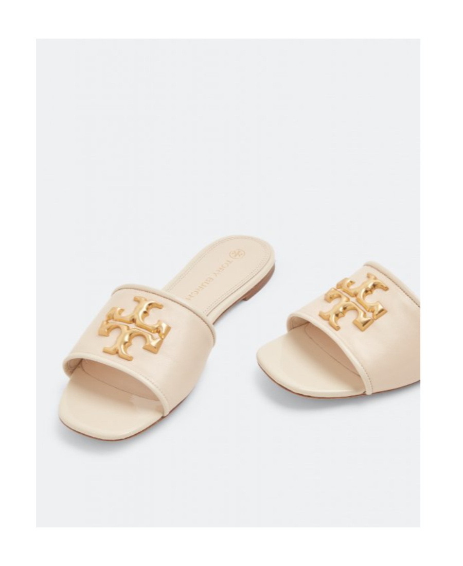 Tory Burch Eleanor Leather Slides In Nude