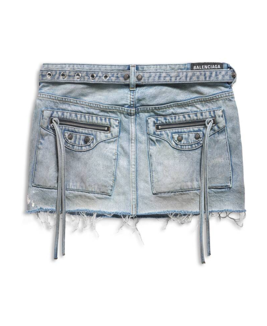 Shop Balenciaga Women's Cagole Mini Skirt In Blue In Gray