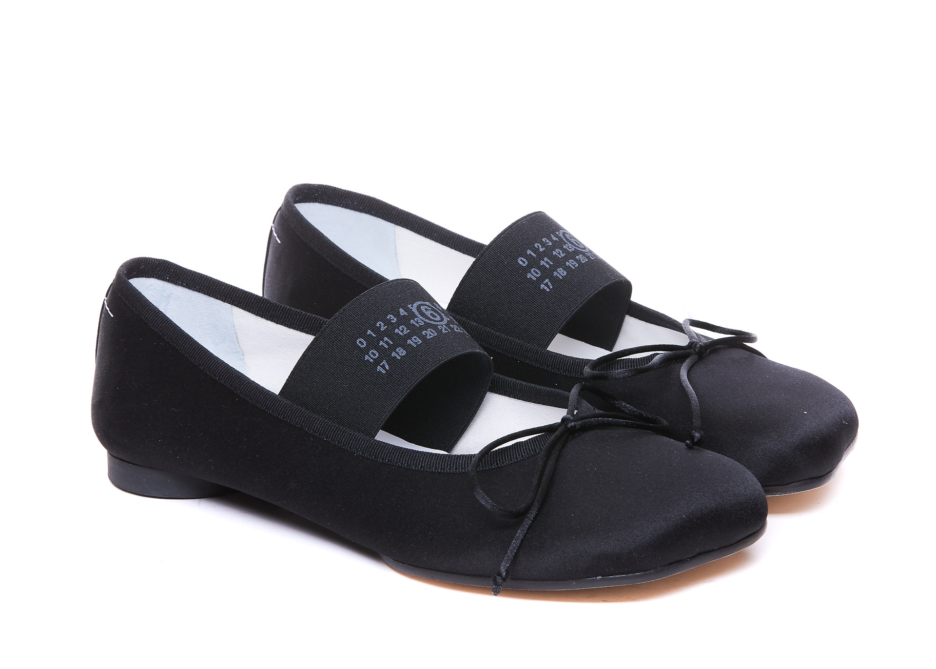 Shop Mm6 Maison Margiela Atomic Satin Ballerina Shoes In Black