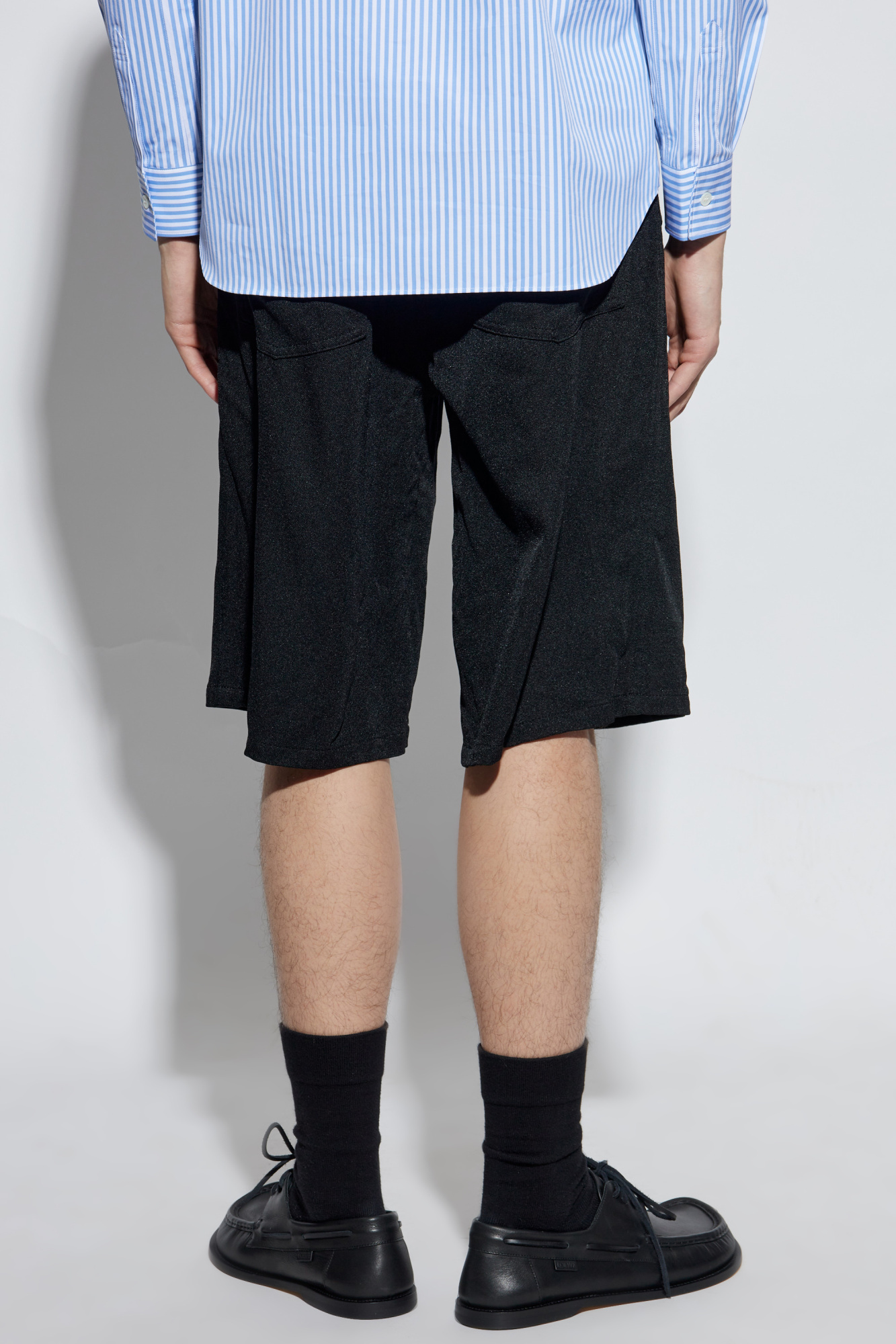 Comme Des Garçons Black Crumpled Bermuda Shorts In Black