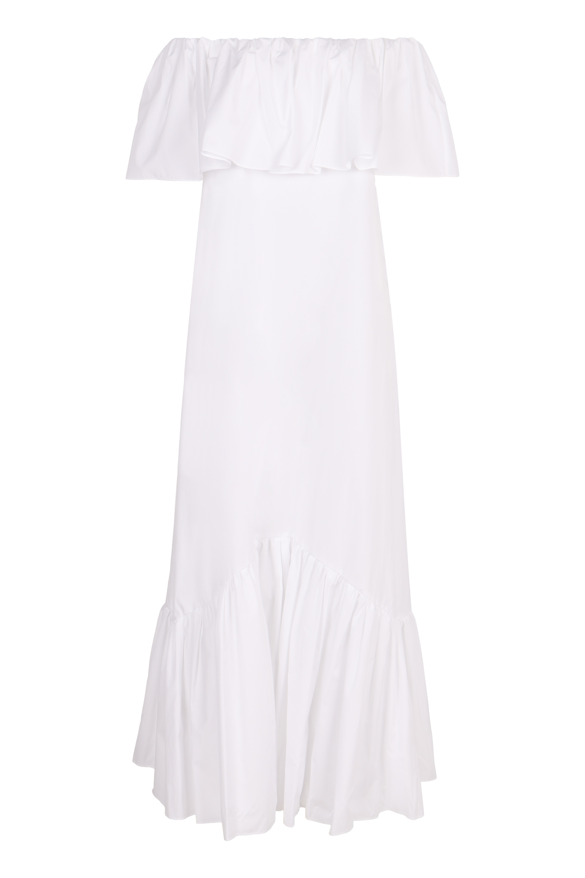 Max Mara Studio Petali Ruffled Off-shoulder Dress In White