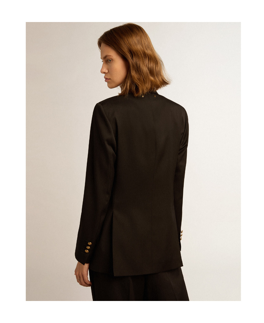 Golden Goose Double Breasted Blazer In Light Dry Wool Gabardine Clothing In Black