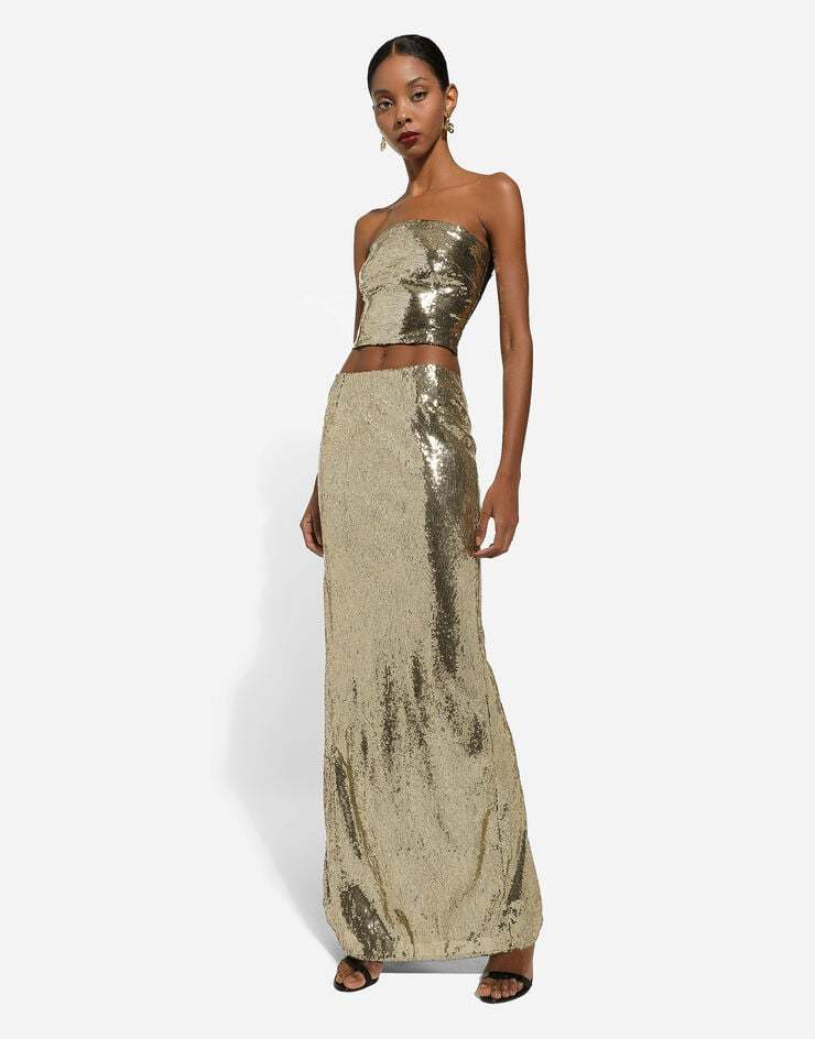 Dolce & Gabbana Sequinned Mermaid Maxi Skirt In Brown