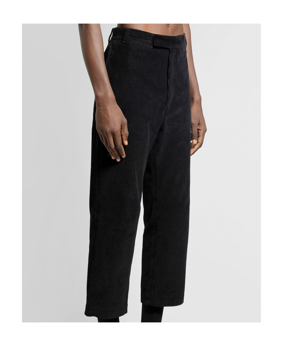 Thom Browne Corduroy Rwb-stripe Trousers In Black