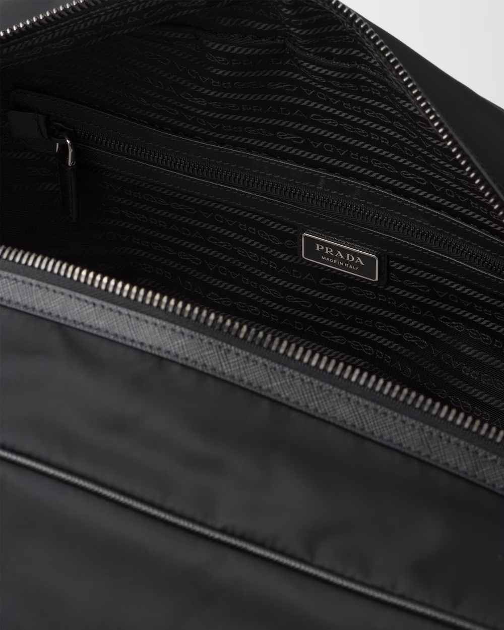 Prada Re-nylon And Saffiano Leather Duffel Bag In Black