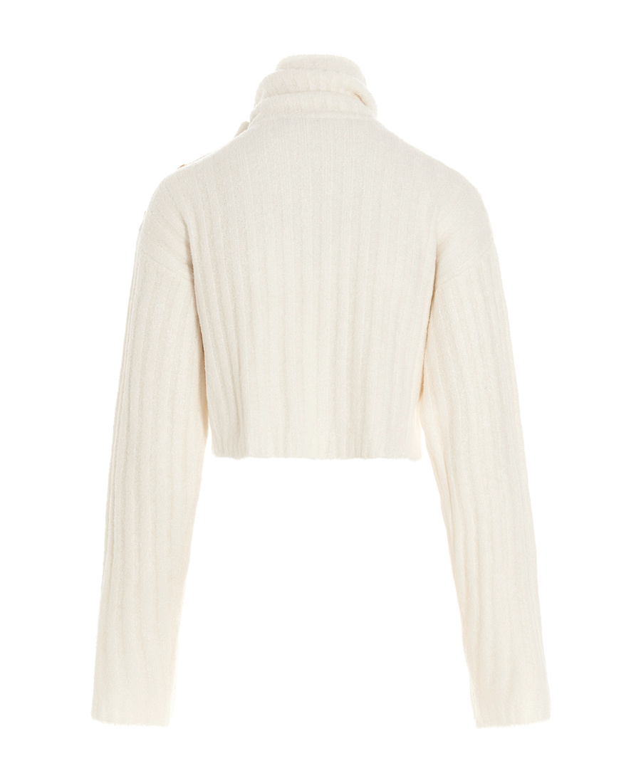 Balmain Cut-out Cropped Jumper In White