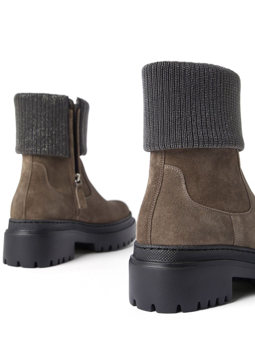BRUNELLO CUCINELLI MONILI-TRIM BLOCK-HEEL ANKLE BOOTS