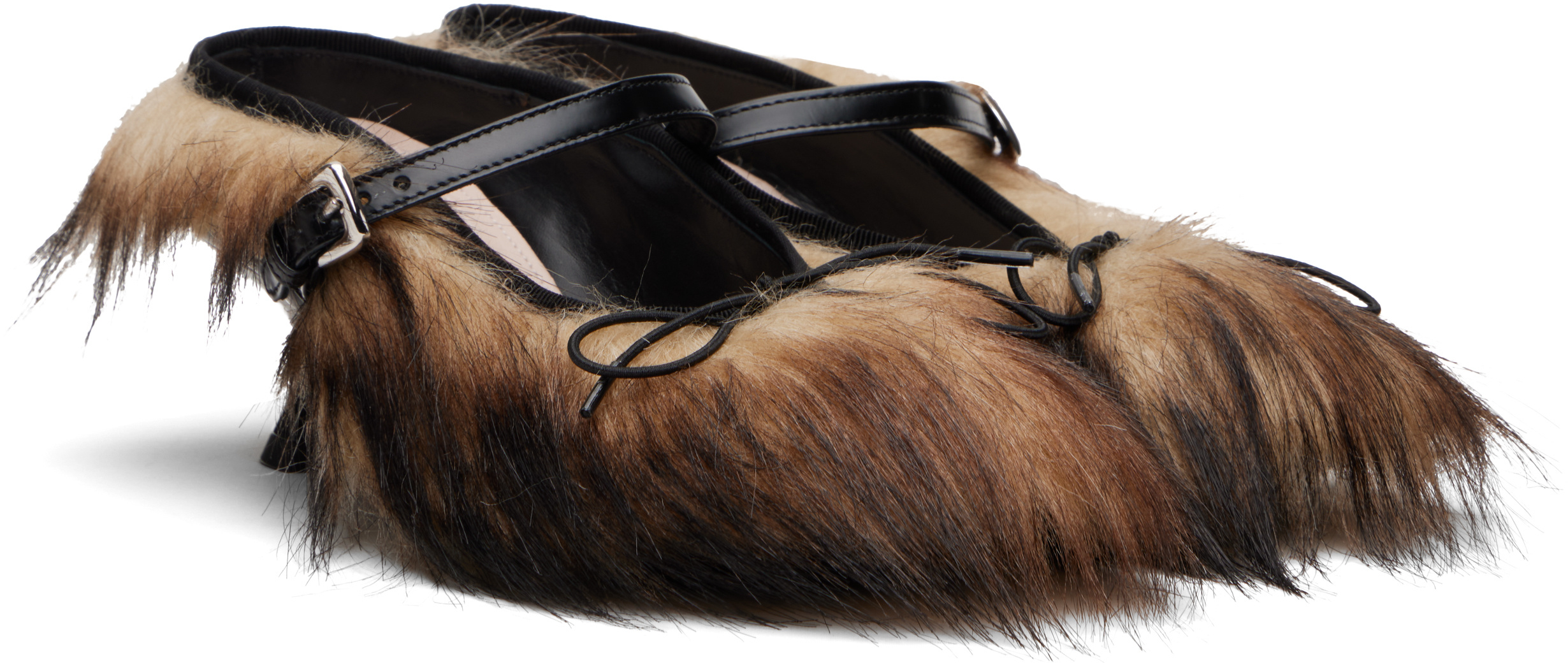 Simone Rocha Grip Faux Fur And Canvas Mules In Brown