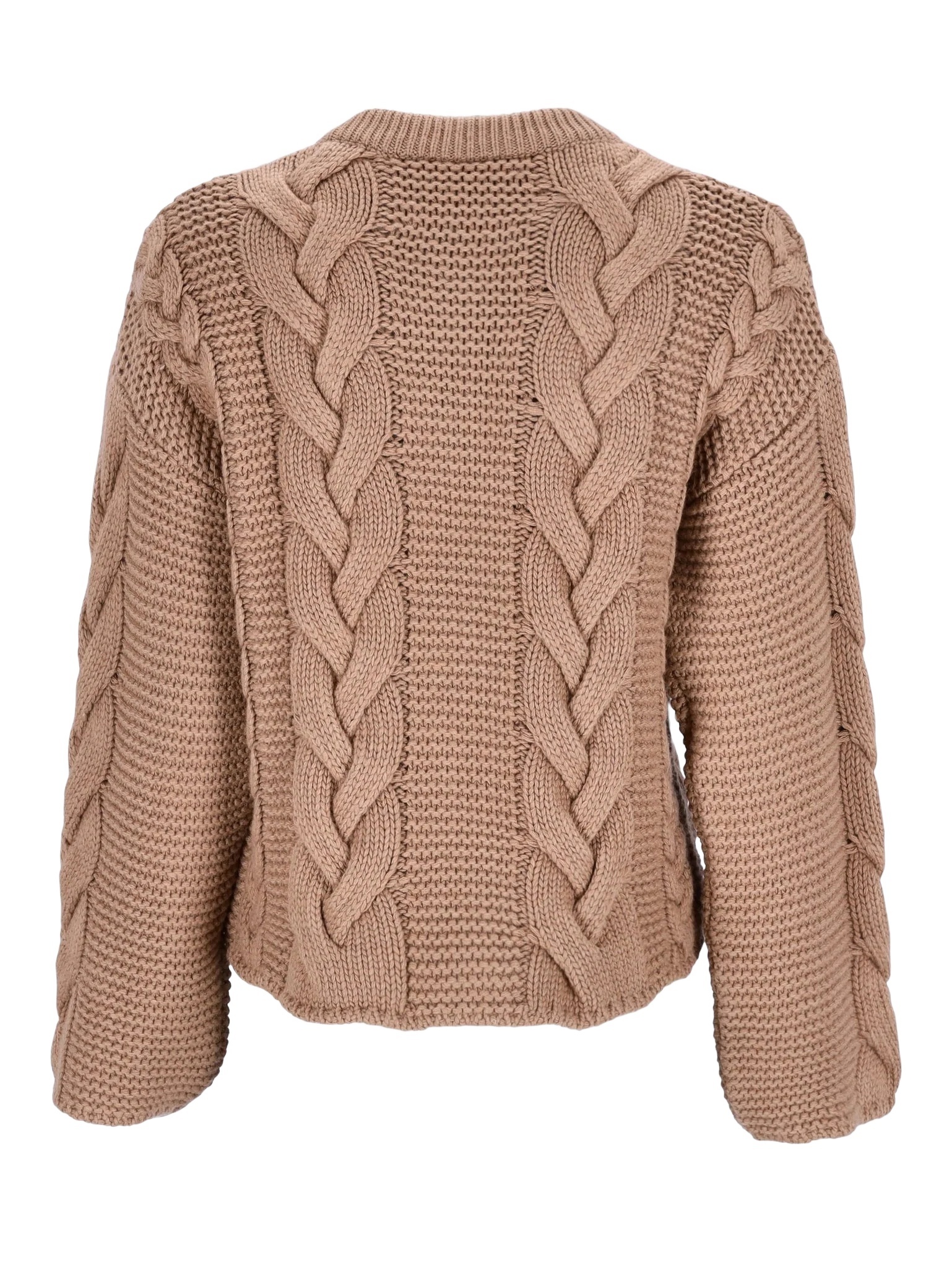 La Doublej Long-sleeve Cable-knit Cardigan In Brown