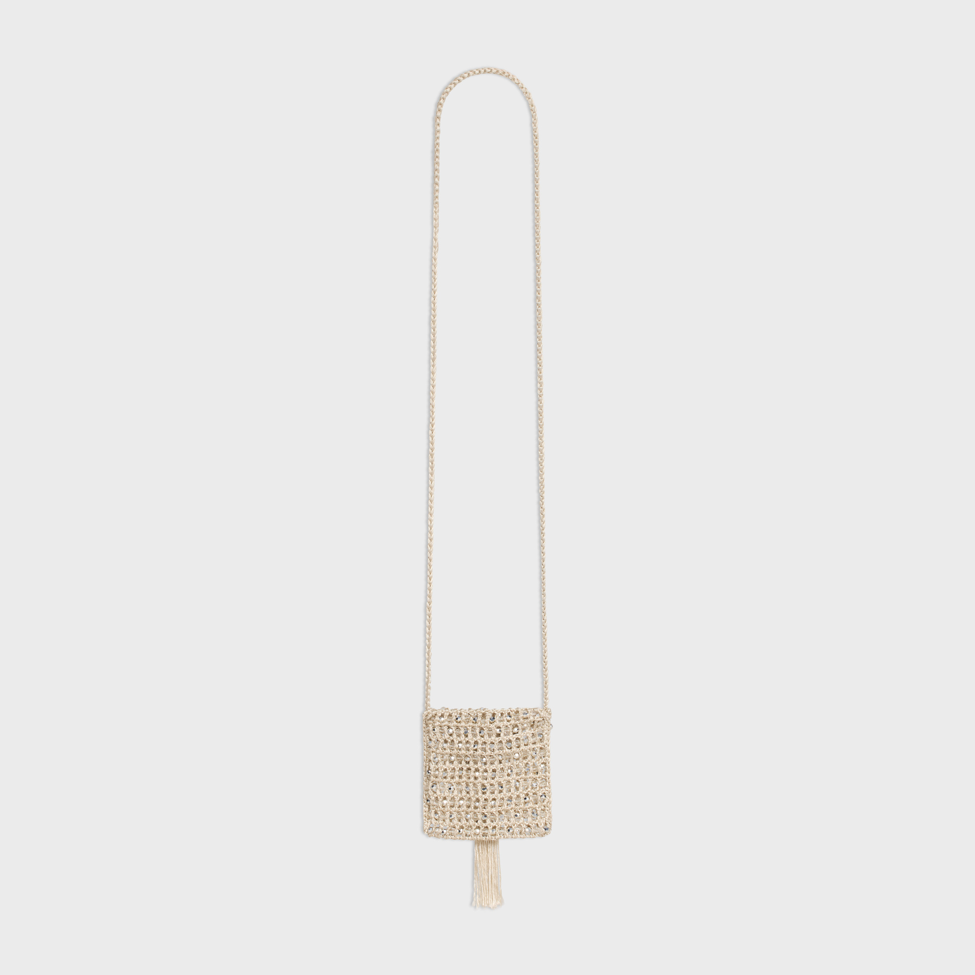 Celine Hand-crocheted Mini Shoulder Bag In Nude