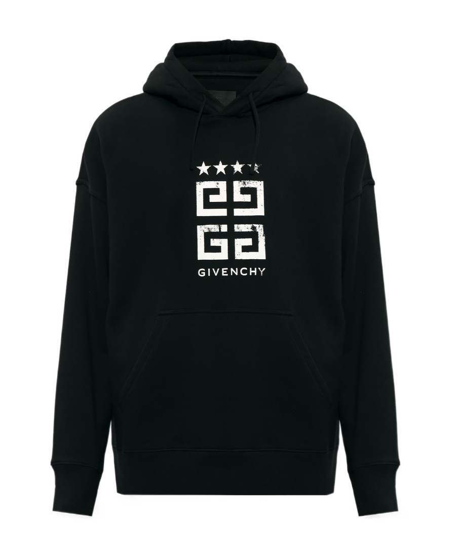 Givenchy Logo Printed Drawstring Hoodie In Black