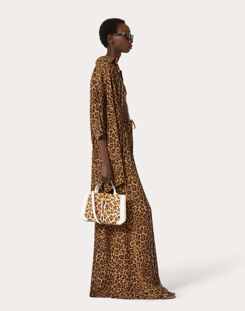 Valentino Leopard Print Crepe Chine Shirt
