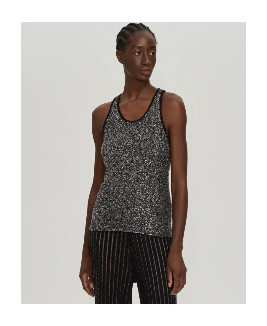 Shop Fabiana Filippi Sequin Embellished Tank Top In Black