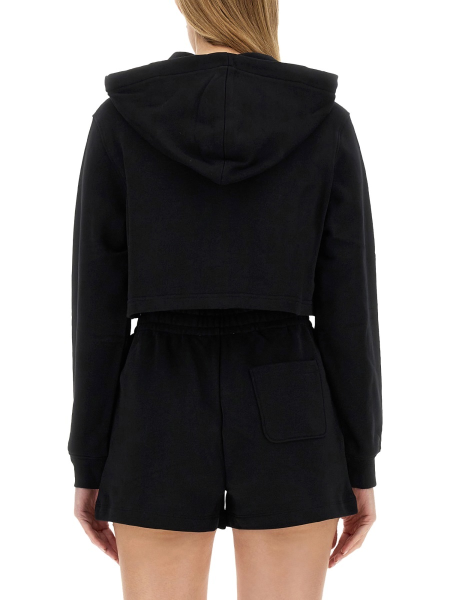 Moschino Cropped Sweatshirt With Teddy Bear Logo In Black