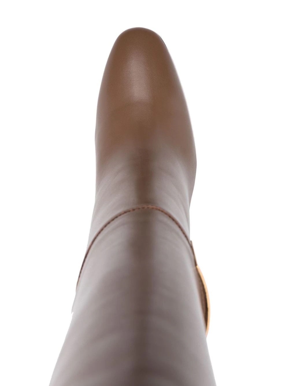 Sergio Rossi 100mm Heel Knee-length Leather Boots In Brown