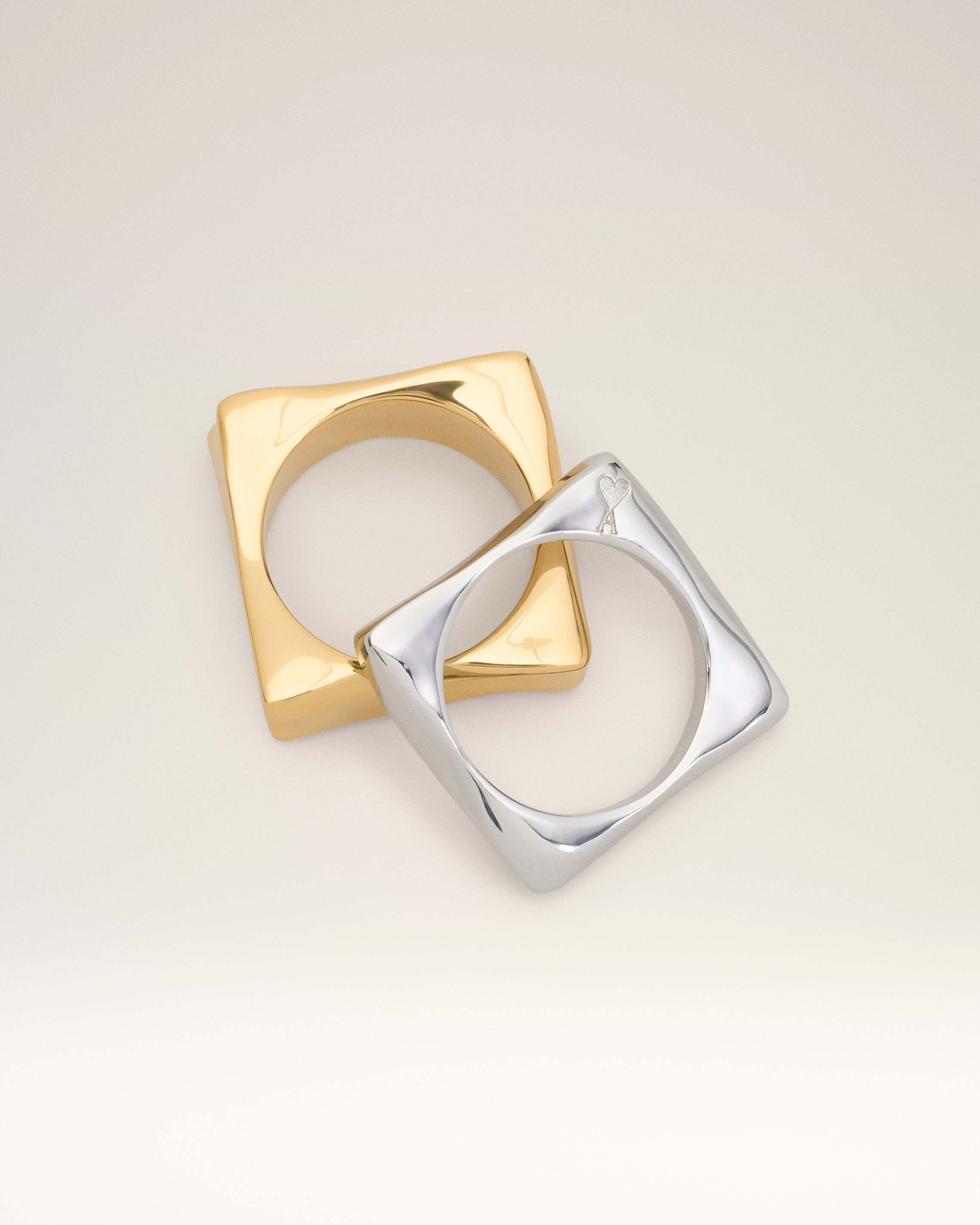 Ami Alexandre Mattiussi Double Ring In Gold/silver