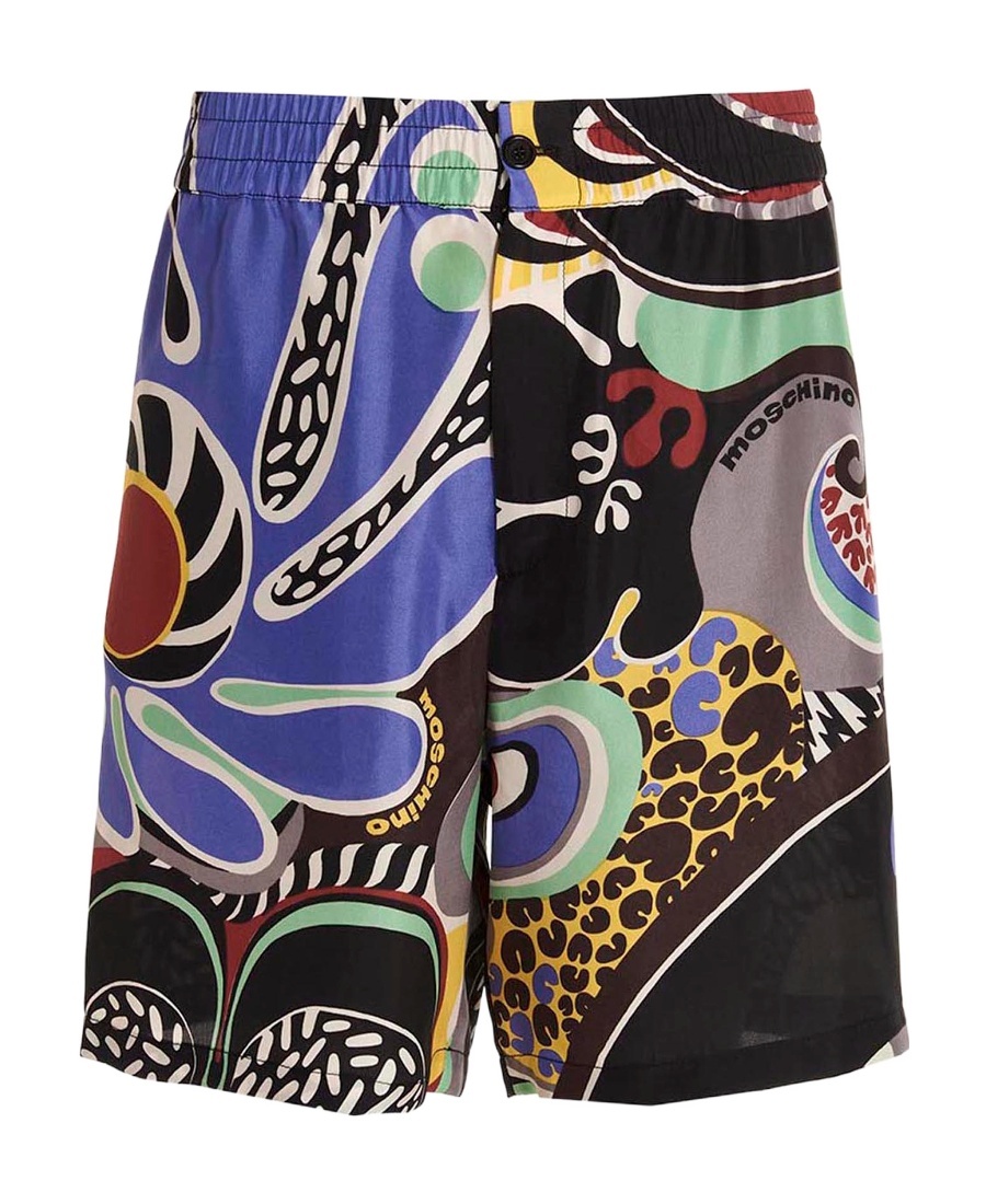 Moschino Printed Swim Shorts In Black