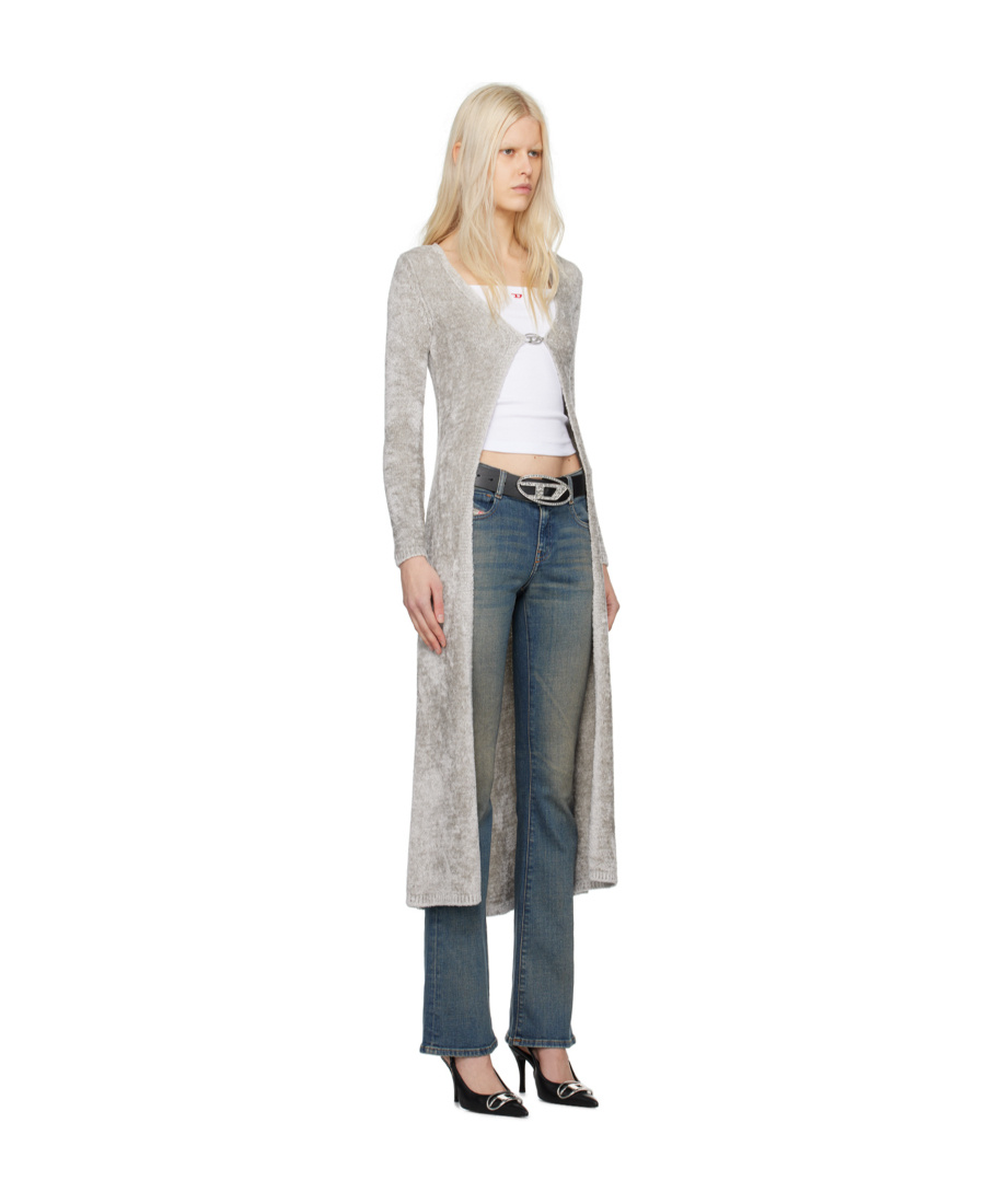 Diesel Carol Logo-plaque Cardigan In Gray