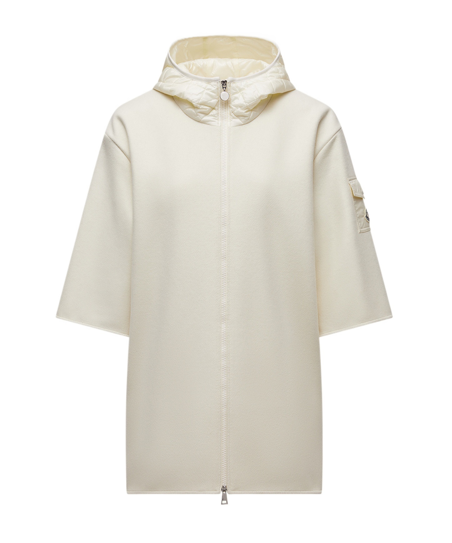 Moncler Cape En Laine Zippée À Capuche In White