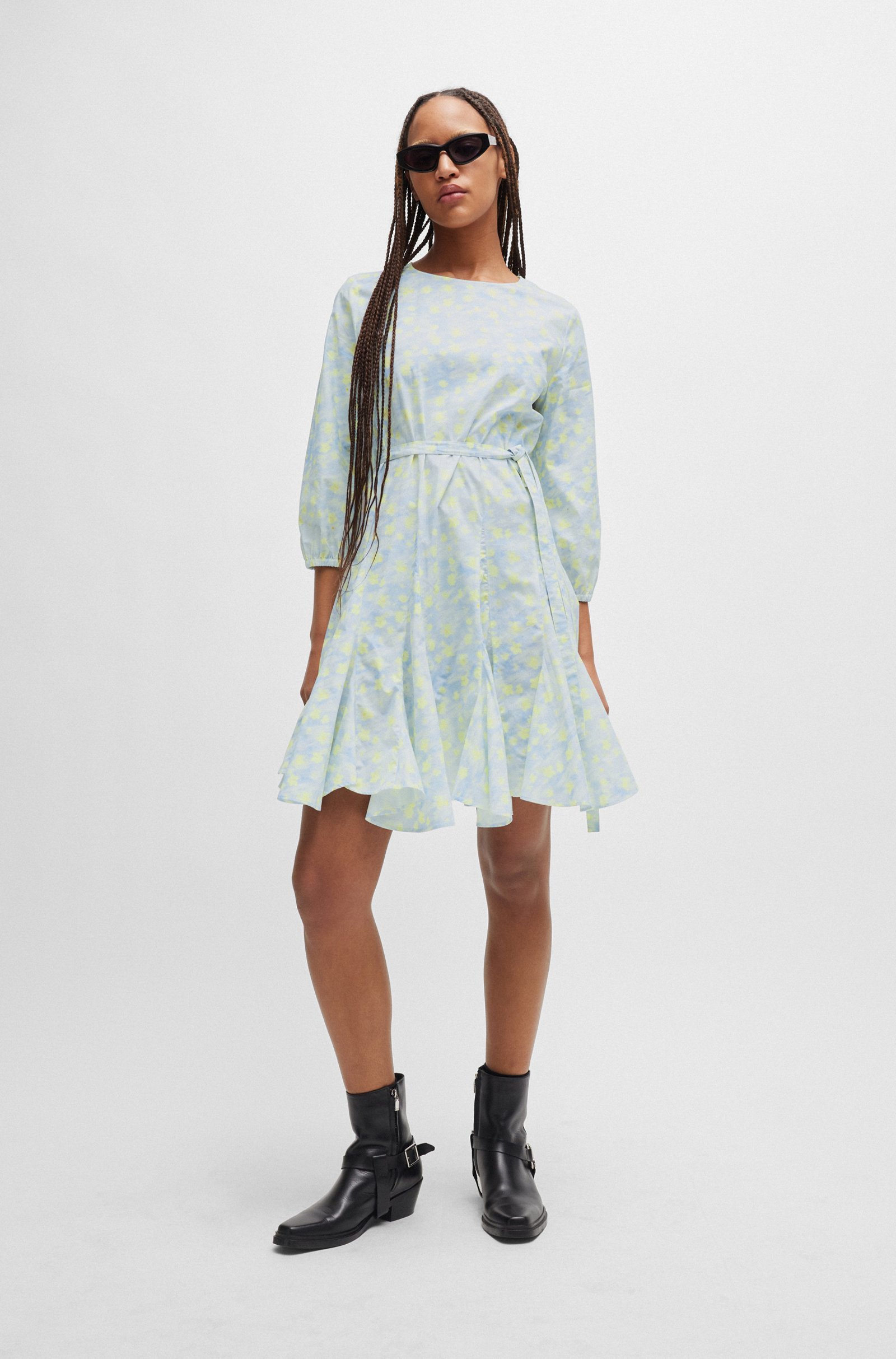 Hugo Boss Lotus Leaf Edge Dress In White