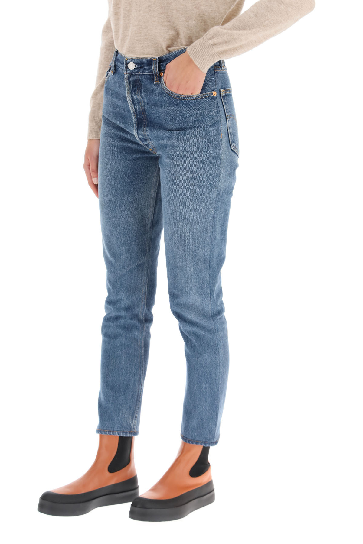 Re/done Straight Jeans In Blue