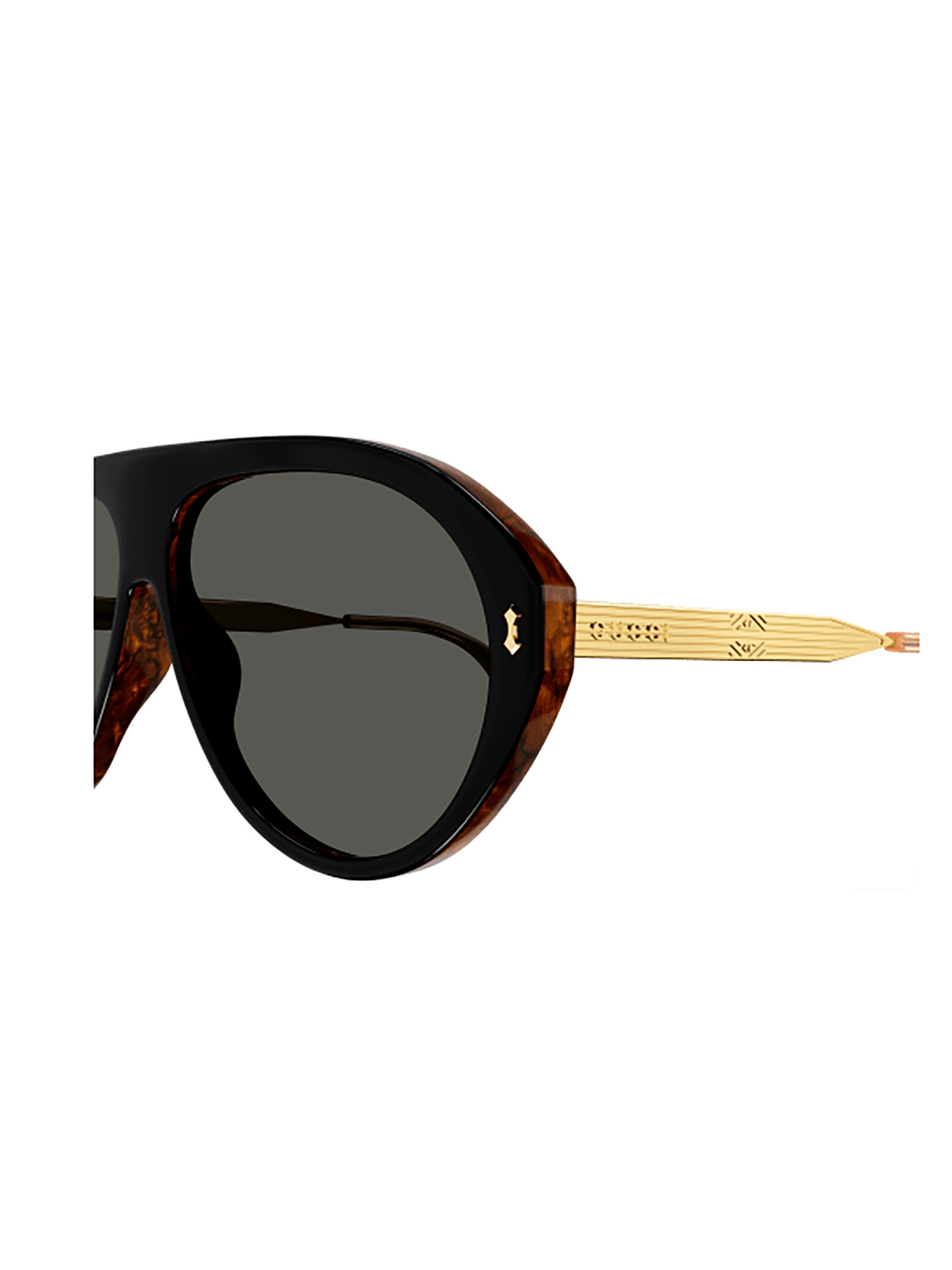Gucci Black Navigator-frame Sunglasses In 001 Black Gold Grey