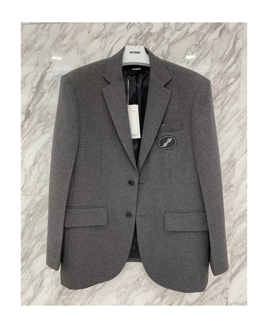 Shop We11 Done Logo-patch Notched-lapels Blazer In Black