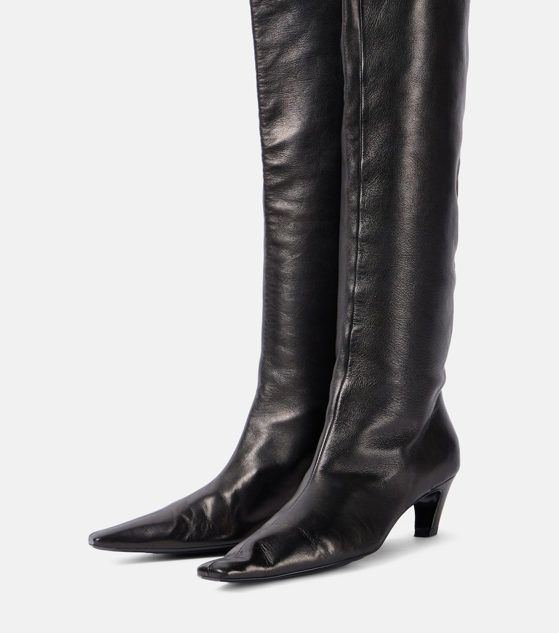Khaite Davis Leather Knee-high Boots In Animal Print