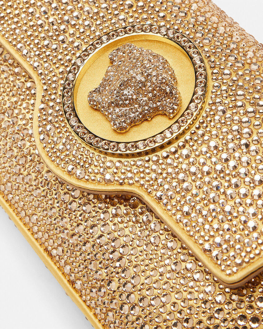 Versace Golden La Medusa Mini Crossbody Bag In Gold