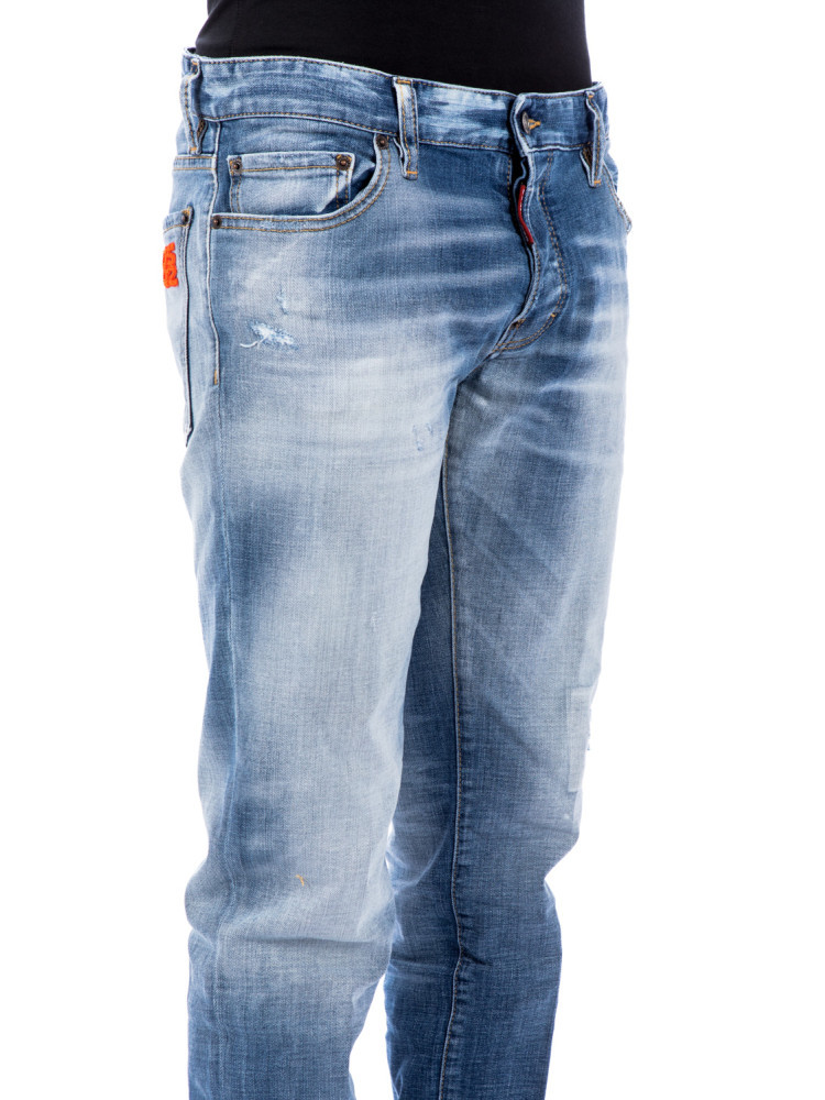 Dsquared2 Embroidered-logo Straight-leg Jeans In Blue