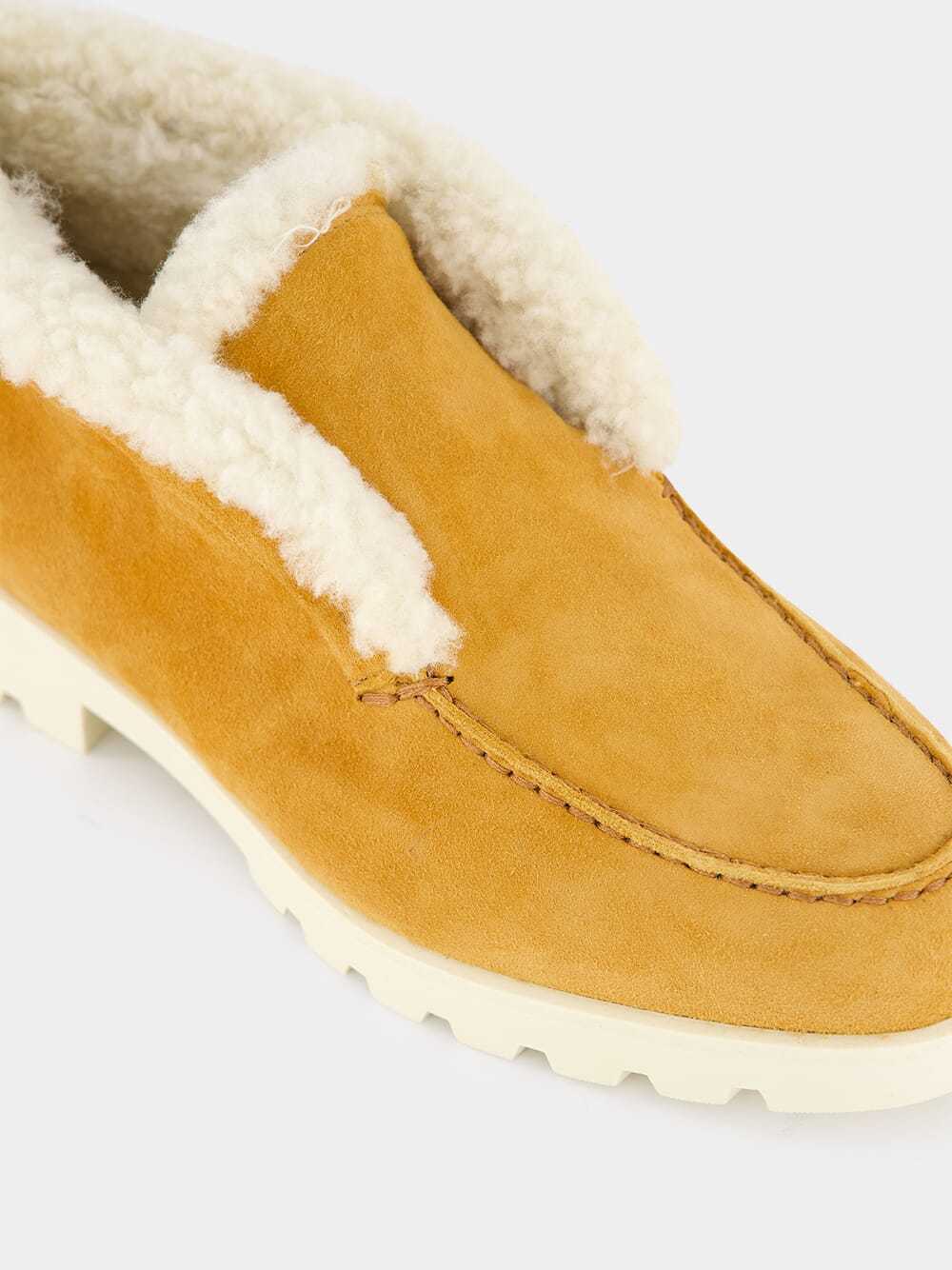 Santoni Shearling Ankle Boots In Gold