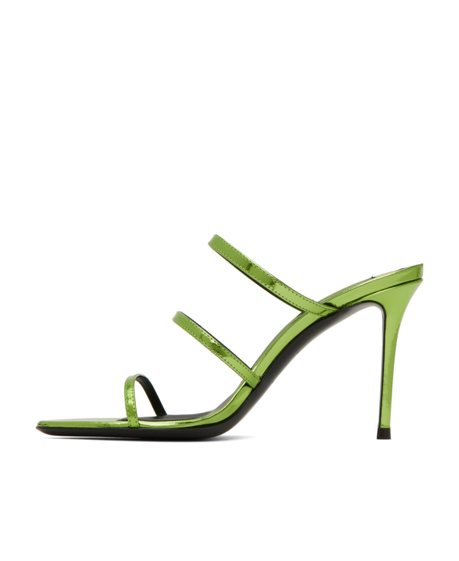 Giuseppe Zanotti Green Metallic Heeled Sandals In Green
